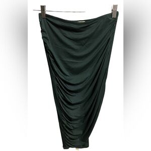 Heart & Hips Emerald Green rushed gathered midi skirt elastic waistband